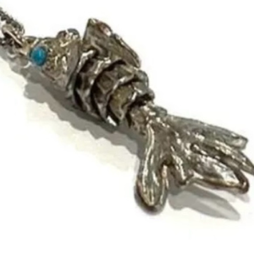 Mystical Native American Fish and Bird Articulating Pendant with Turquoise Eye - Picture 5 of 7